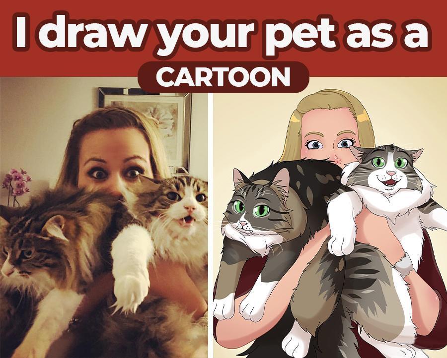 Pettoonies™ Original Pet Art (11-15 Pets)