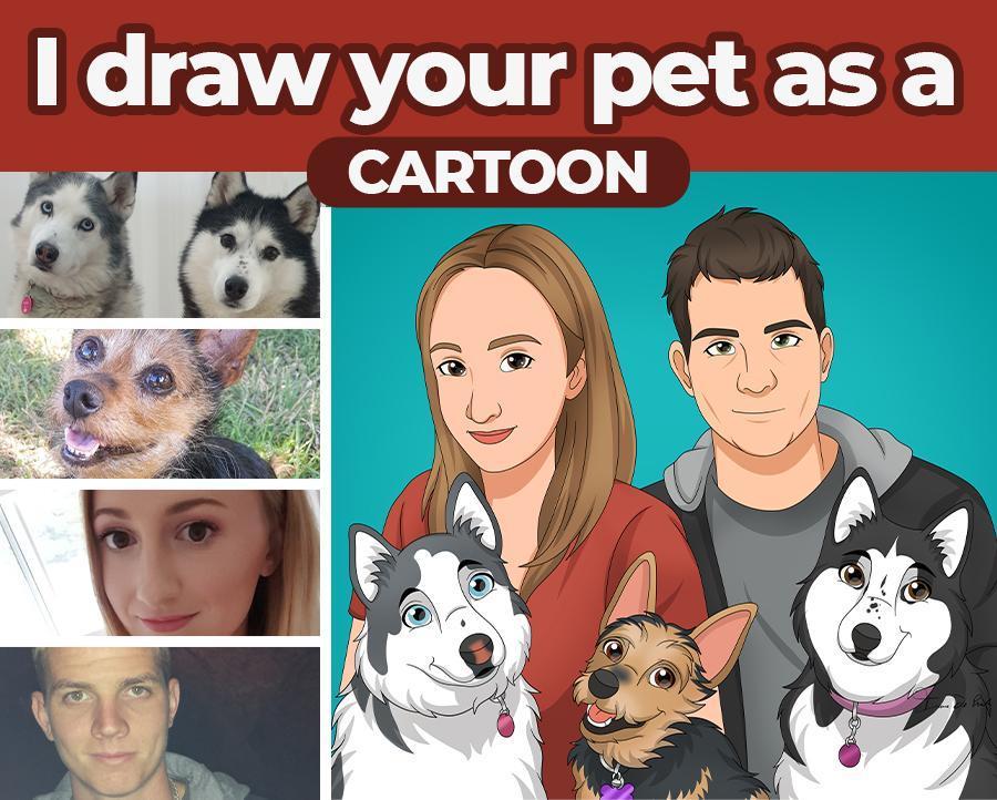 Pettoonies™ Original Pet Art (11-15 Pets)