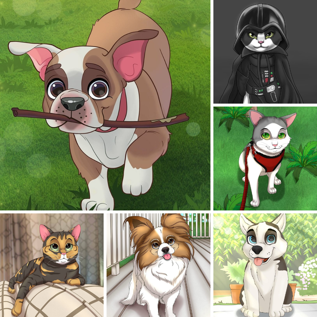 Pettoonies™ Original Pet Art (6-10 Pets)